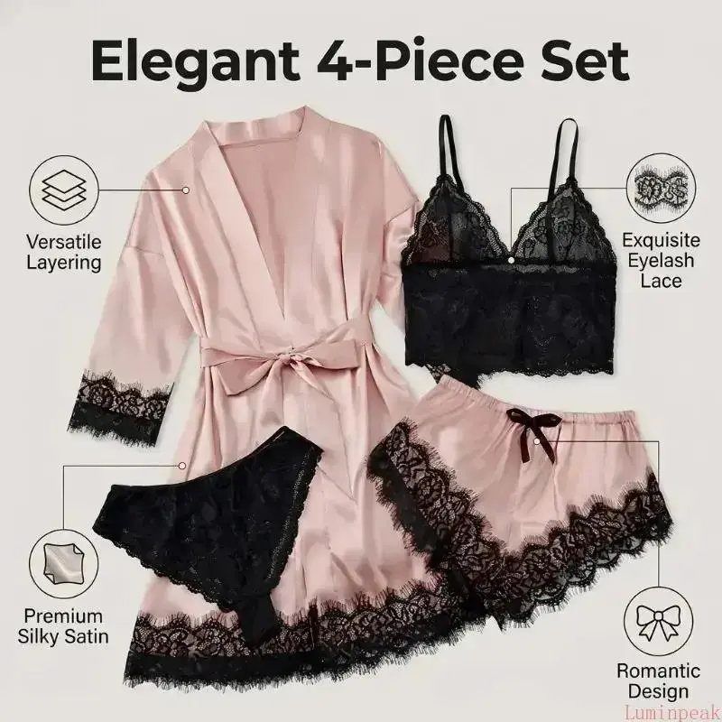 Conjuntos de pijama de satén d - Home Textile reseña y precio
